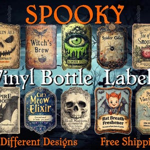 Funny Vintage Apothecary Potion Labels,  Spooky Gothic Label Stickers,  Peel N&#39; Stick, Different sizes