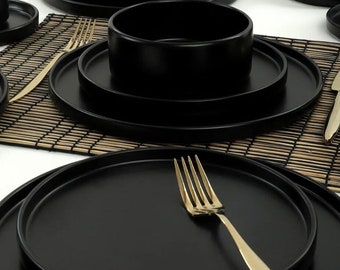 Set di stoviglie/set da colazione nero opaco