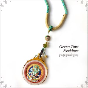 Green Tara Tsa Tsa Pendant Amulet Tibetan Handmade Necklace for Protection, Healing, Meditation & Spiritual Gifts