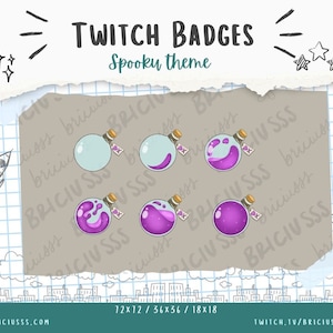Spooky Purple Setup Twitch Streaming badges - Ensembles de 6 sous-badges/badges bits