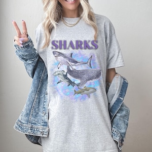 90s Shark T-Shirt: Cotton Graphic Tee
