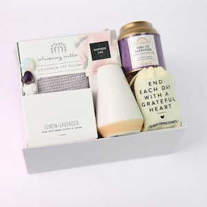 Lavender Self-Care Gift Box: Relaxation Spa Set with Tea & Soap