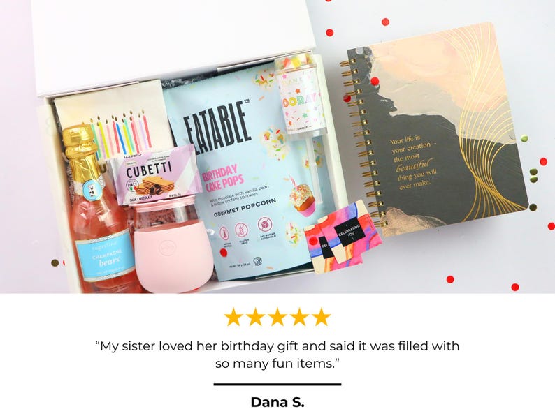 Personalized birthday card with message space included in luxury birthday gift box