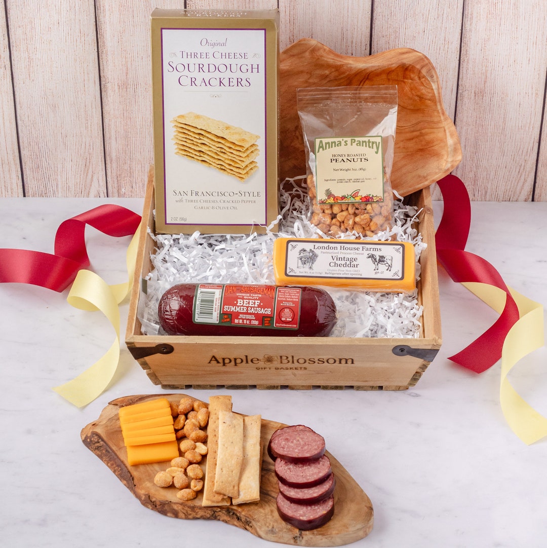 Gourmet Meat and Cheese Sampler Gift Basket Client Family Etsy