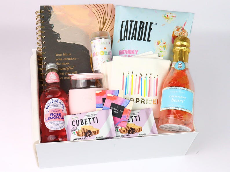 Luxury birthday gift box packed with treats and celebration items – ideal for clients, friends, or employees
