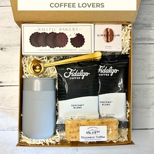 Coffee Lovers Gift Box: Fidalgo Coffee, Biscotti & Insulated Mug