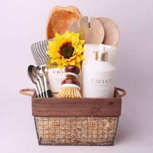 Housewarming Kitchen Gift Basket: Gourmet Utensils & Dish Soap