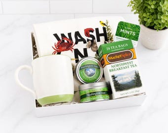 Washington Tea Gift Set: Pacific Northwest Box with Candle, Mug, & Tea Towel