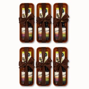 Engraved Wood Olive Oil Gift Tray: Corporate Client Thank You - Set of 6