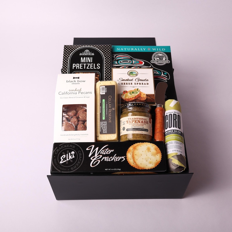 Charcuterie Gift Box | Smoked Salmon, Cheese & Salami Tray - Etsy