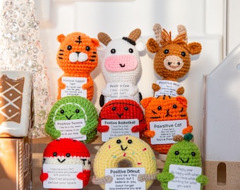 Emotional Support Crochet Desktop Buddy: Handmade Positive Christmas Gift