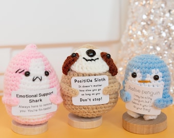 Crochet Emotional Support Penguin: Positive Desk Buddy with Message Card