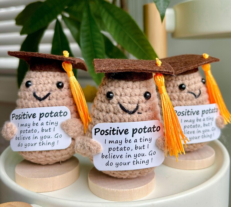 Graduation Potato Crochet Graduation Food Plush | Handmade Emotional Support Gift - Etsy