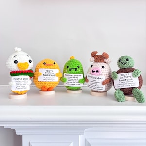 Handmade Emotional Support Crochet Plush | Funny Gag Gift | Crochet Fruit Animal| Cute Desk Buddy | Easter Stuffer, Graduation, Mothers Day