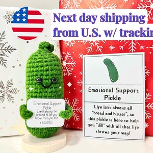 Emotional Support Pickle, Positive Potato, Big Fan With Strawberry Crochet,  Cute Crochet Home Decor, Office Decors-christmas Gift Box 