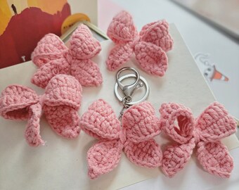 Crochet Pink Bow Keychain: Handmade Positive Gift