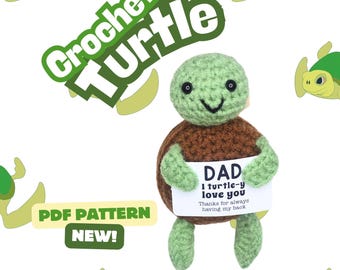 Crochet Turtle PDF Pattern with Holding Card (4x6)