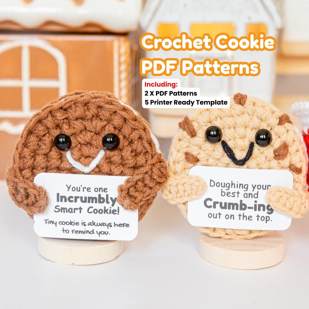 Emotional Support Crochet Cookie PDF Pattern With Holding Cards - Etsy