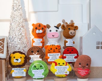 Emotional Support Crochet Desktop Buddy: Handmade Positive Christmas Gift