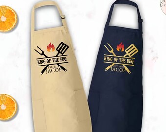 Custom BBQ Apron for Men, Personalized Grilling Gift