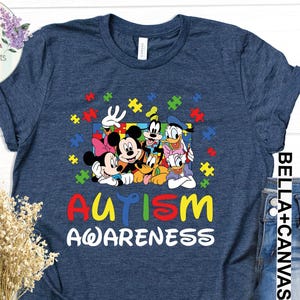 Mickey & Friends Autism Awareness Shirt – Disney Autism Support Tee, WDW Disneyland Family Shirt, Autism Mom Dad Gift, Autism Month 2025 Tee