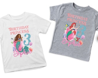 Custom Little Mermaid Birthday Shirt, Personalized Ariel T-Shirt