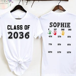 Personalized Grow With Me Shirt – Class of 2037 First Day of School Gift, Handprint Keepsake Shirt for Kids, Back-to-School Memory Shirt