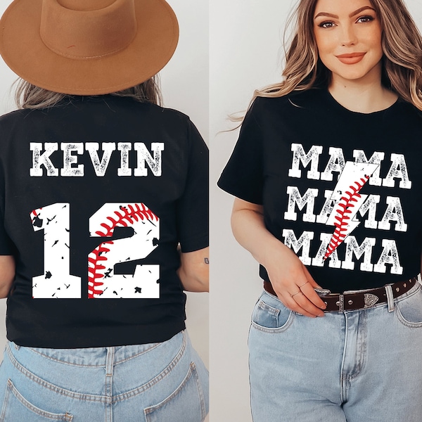 Customized Baseball Mama Shirt, Your Name and Number Back Design, Custom Baseball Shirt, Game Day Shirt, Baseball Season, Baseball Mom Shirt