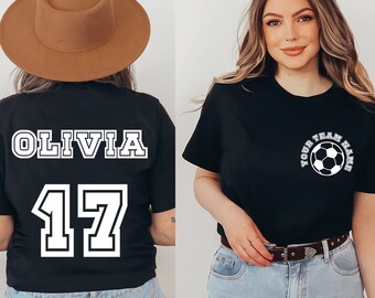 Custom Soccer T-Shirt, Personalized Player Name, Two Sided Design