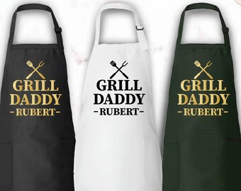 Personalized Grill Daddy Apron, Custom BBQ Apron, Father's Day Gift