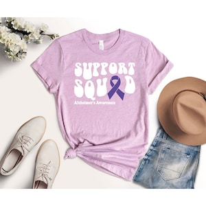 Support Squad Alzheimer's Awareness Shirt, Purple Ribbon Dementia Tee