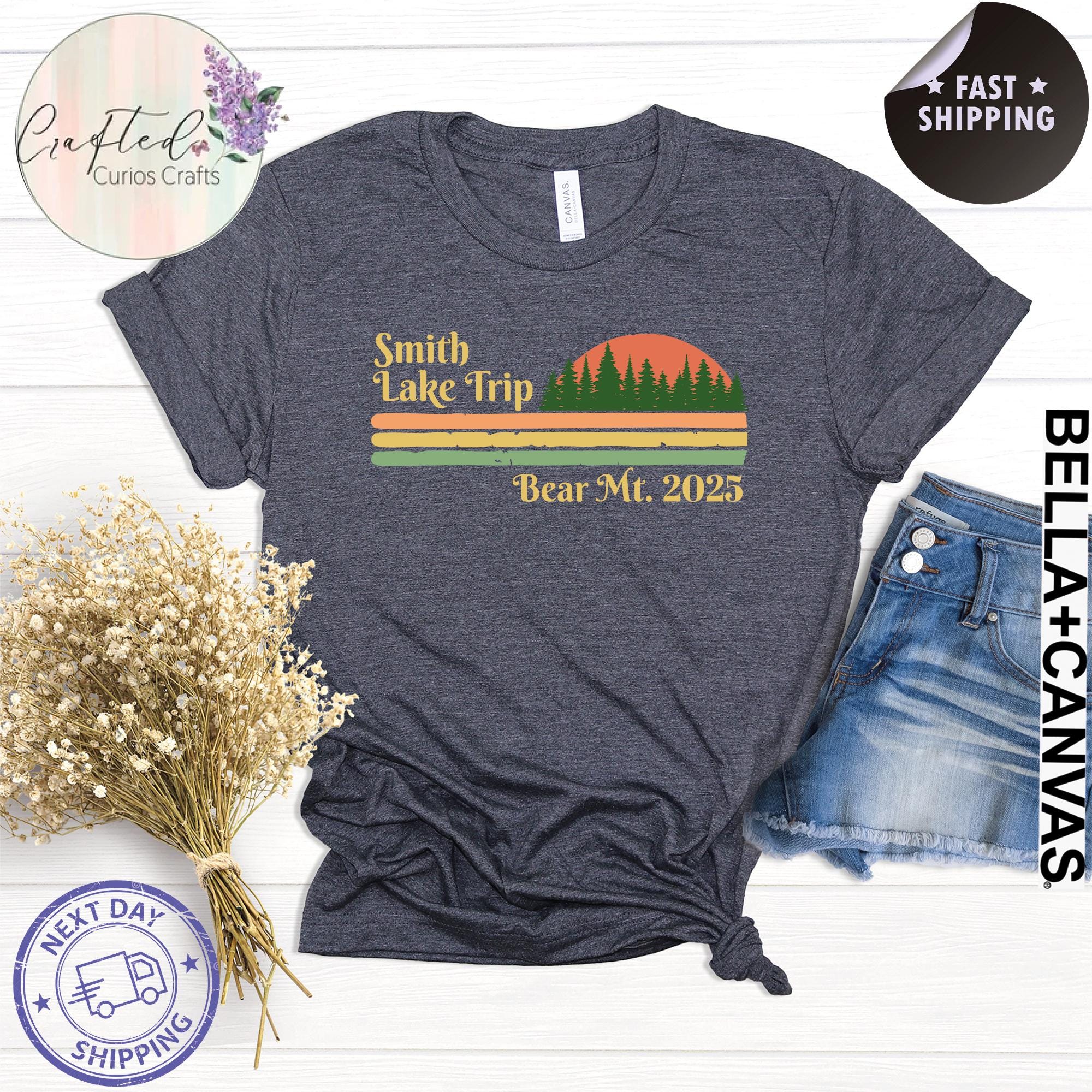 Custom Family Camping Shirts – Retro Lake Trip Tees, Matching Family Vacation Shirts, Personalized Retreat Outfits, Group Camp T-Shirts
