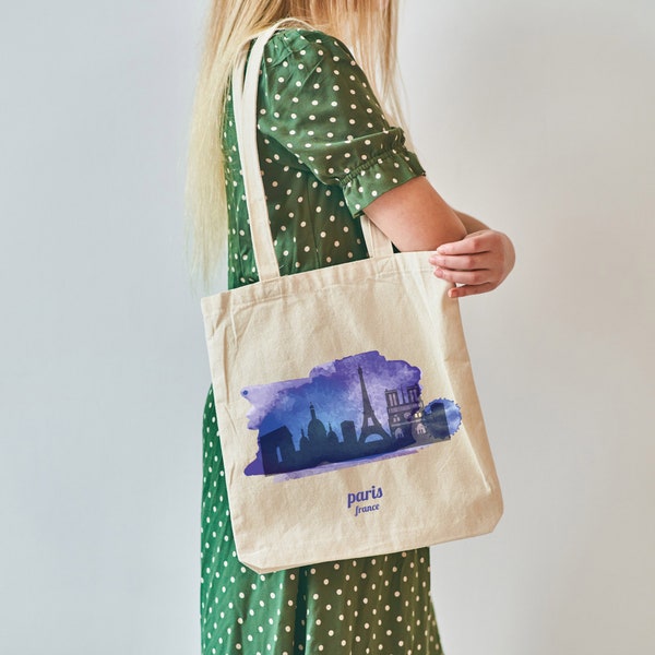 London Tote Bag, London Skyline Tote Bag, Paris Travel Tote Bag, Roma Gift, Cotton Canvas Tote Bag, New York Tote Bag, City Gift Bag