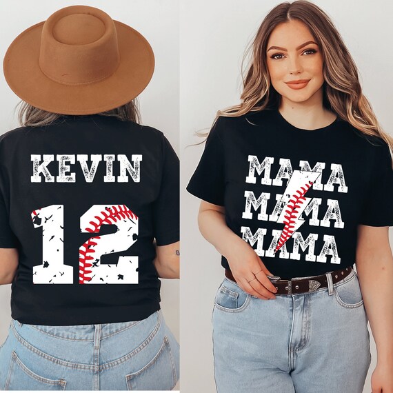 Custom Baseball Mama Shirt, Personalized Name & Number, Game Day Tee