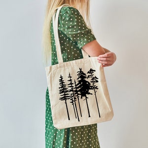 Pine Tree Tote Bag, Canvas Tote Bag, Pine Tree Shoulder Bag, Nature Lover Tote Bag, Tree Bag, Camping Tote Bag, Forest Bag, Cute Tote Bag