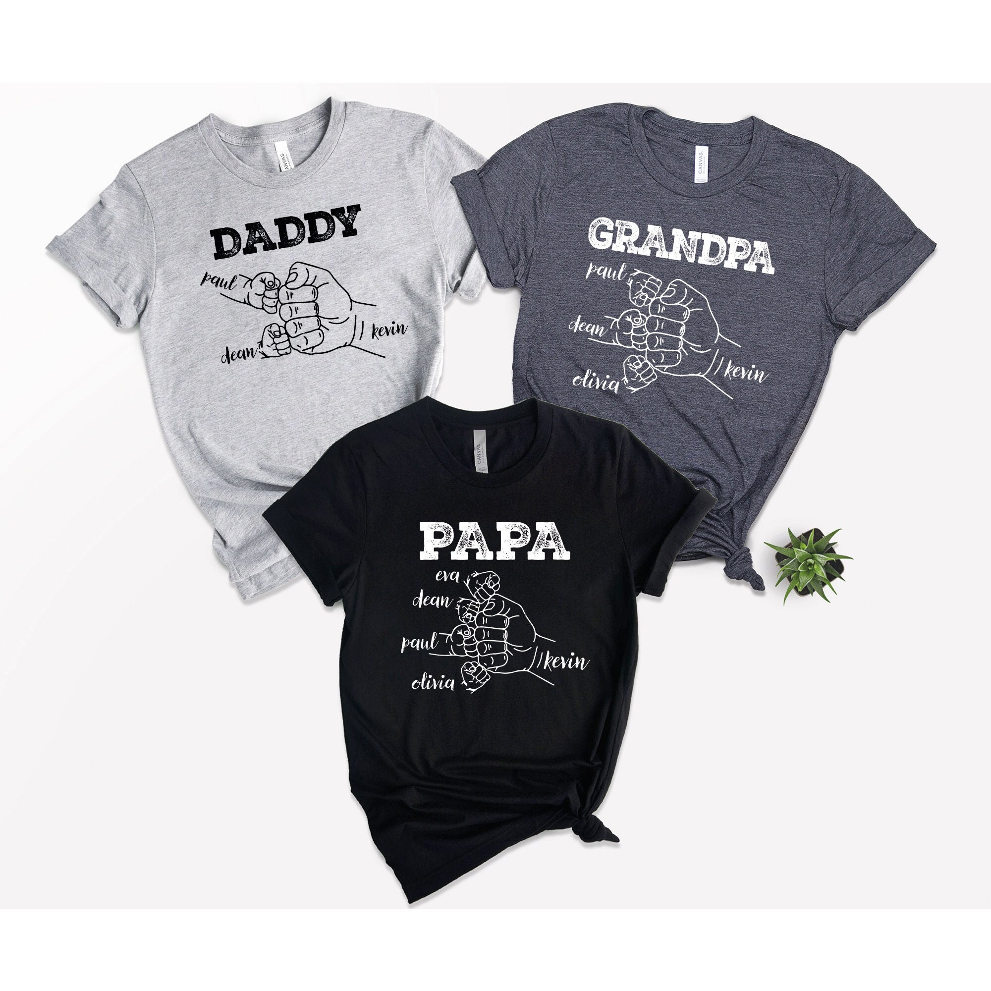 Personalized Papa Shirt, Custom Dad Fist Bump Shirt,  Grandpa Fist Bump Grandchild Names Tee, Custom Name Grandkids Bumps, Fathers Day Gift