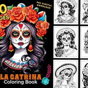 La Catrina Coloring Book | 30 Coloring Pages | Day of the Dead | Halloween | Halloween Coloring | Skulls | Instant Download | Printable PDF