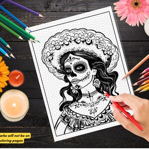 La Catrina Coloring Book 30 Coloring Pages Day of the Dead Halloween