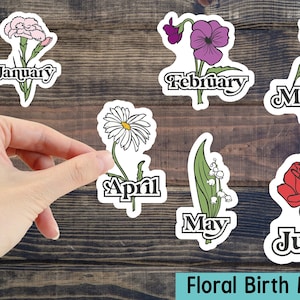 Birth Month Sticker, Birthday Sticker, Birth Flower Sticker, Gift for Her, Laptop Sticker, Car Decal Sticker, Ipad Sticker, Tumbler Sticker