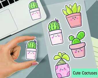 Pegatinas de cactus, pegatinas de suculentas, pegatinas de plantas, pegatinas para el coche, pegatinas para el portátil, pegatinas para la botella de agua, pegatinas para la taza, pegatinas para el vaso