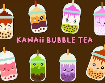 Pegatinas de té de burbujas kawaii, pegatinas de té de burbujas, pegatinas para portátiles, pegatinas para botellas de agua, calcomanías de café, pegatinas para tazas, pegatinas para iPad, pegatinas