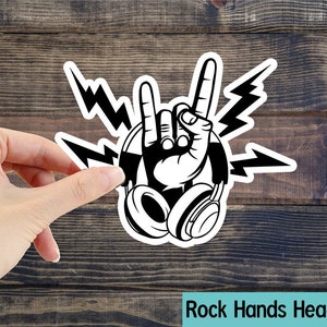 Rock On Sticker, Headphone Sticker, Metal Rock Hands, Rock N Roll Sticker, Laptop Stickers, Car Decal, Ipad Stickers, Tumbler Stickers