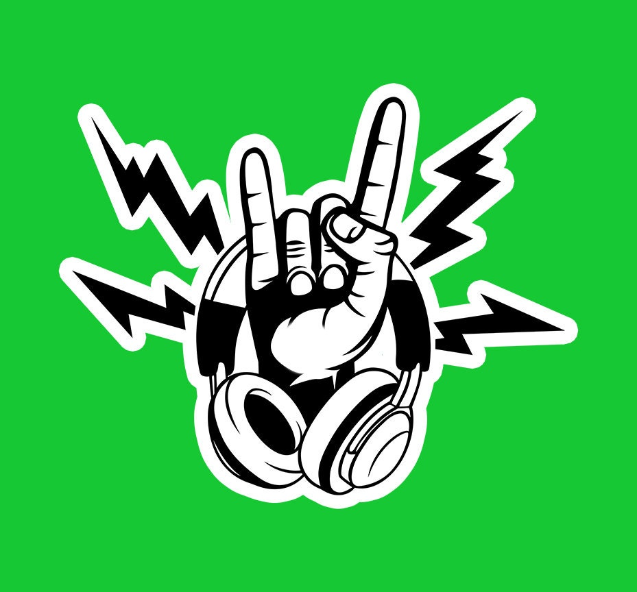 Rock on Sticker, Headphone Sticker, Metal Rock Hands, Rock N Roll ...