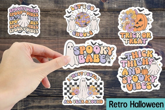 Halloween Sticker, Retro Halloween Sticker, Spooky Sticker, Ghost Decal, Laptop Sticker, Water Bottle Sticker, Ipad Sticker, Tumbler Sticker