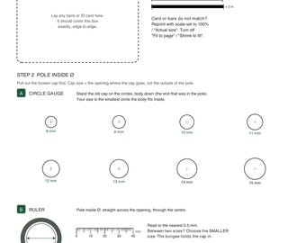 Camp Chair End Cap Size Gauge, Printable PDF - Measure Your Chair Tube, 8-15 mm, Letter and A4