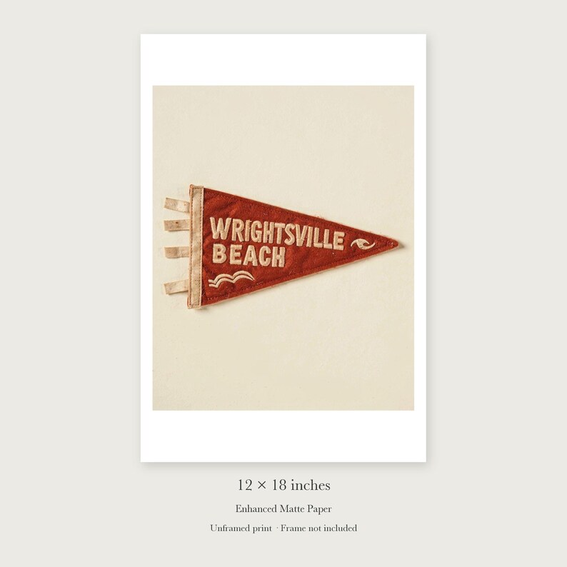 Wrightsville Beach Surf Pennant Art Print, Framed or Unframed Coastal Poster image 8