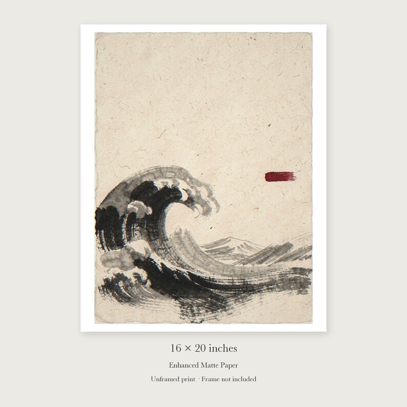 Wave Ink Style unframed 16 by 20 inch print on enhanced matte paper, shown with its white paper border.