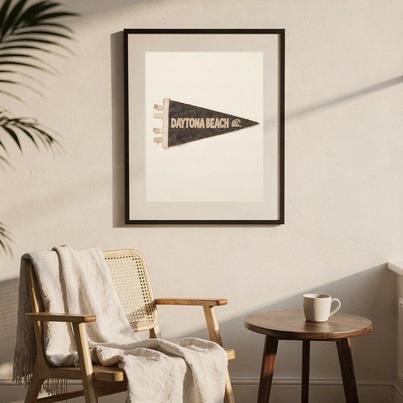Daytona Beach, Florida Surf Pennant Print | Vintage Felt Pennant Art | Beach House Decor | Retro Surf Wall Art | Printable Digital Download image 7