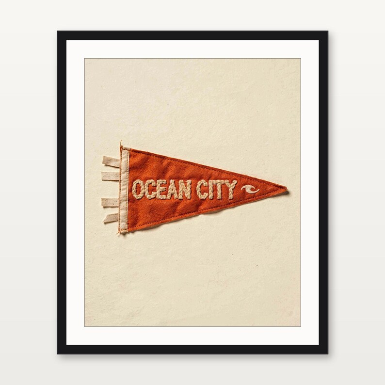 Ocean City, Maryland Surf Pennant Print | Vintage Felt Pennant Art | Beach House Decor | Retro Surf Wall Art | Printable Digital Download image 3