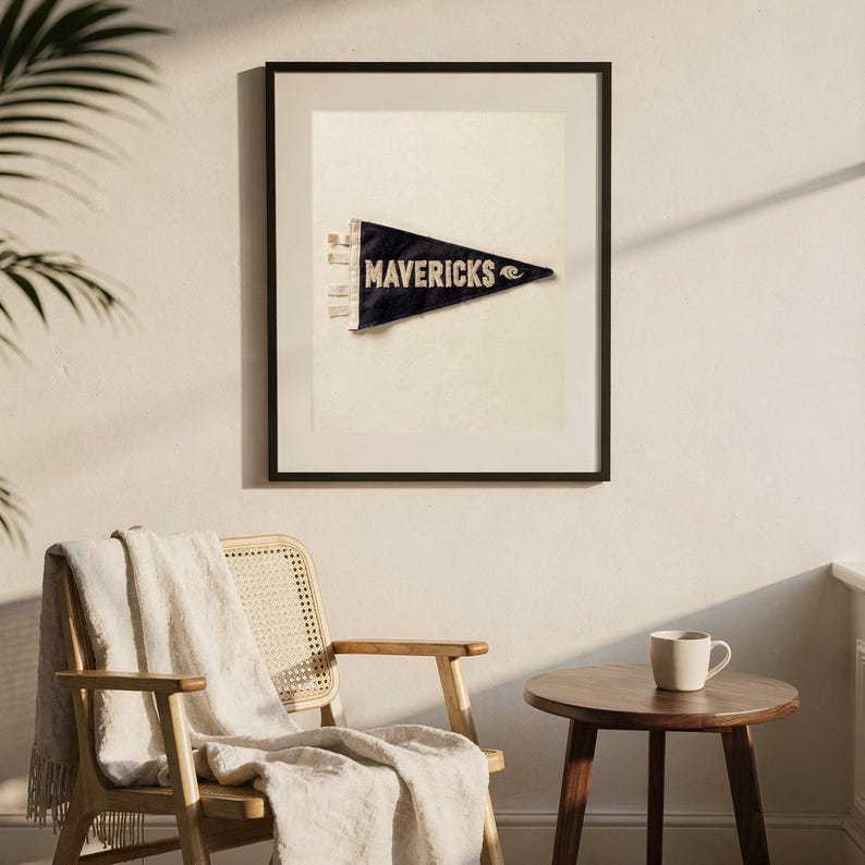 Mavericks, Half Moon Bay, California Surf Pennant Print | Vintage Felt Pennant Art | Beach House Decor | Retro Surf Wall Art | Printable Dig image 7